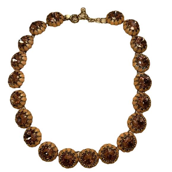 J. Crew Jewelry - J. Crew Statement Necklace Gold Tone Chain Brulee Cupcake Glittery Pink Stones